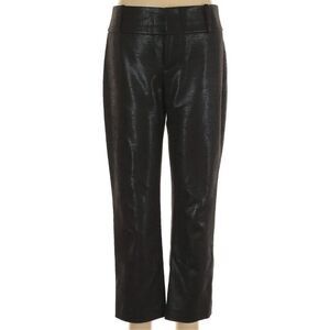 Alice + Olivia Cropped Pant Black Subtle Snake Pattern Light Faux Leather Size 2